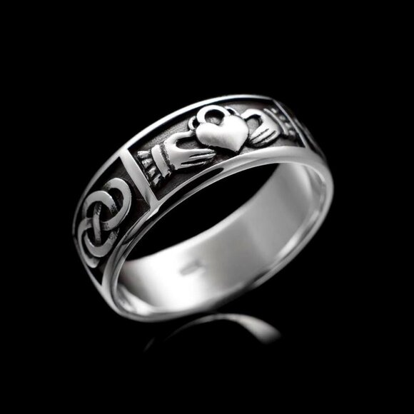💝 Trendy Mujer Guard Concentric Knot Carving Heart Rings for Women, PD622 - Picture 2 of 7